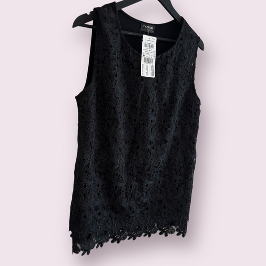 NEW Taifun Black Openwork Size 16-18 UK Sleeveless Layered Top RRP £75