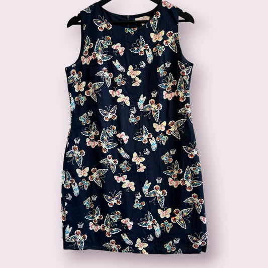 Et Vous Be Beau Size 14 UK Blue Butterfly Lined Sleeveless Mini Dress