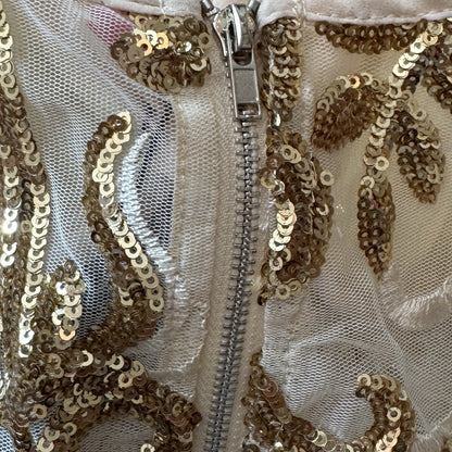 NEW PrettyLittleThing Gold Strappy Size 8 UK Sheer Panel Sequin Bodycon Dress